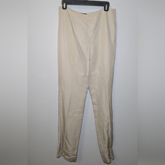 Dana Buchman Cream Linen-Silk Blend Pants Straight Leg Women's Size 6 - Picture 1 of 5